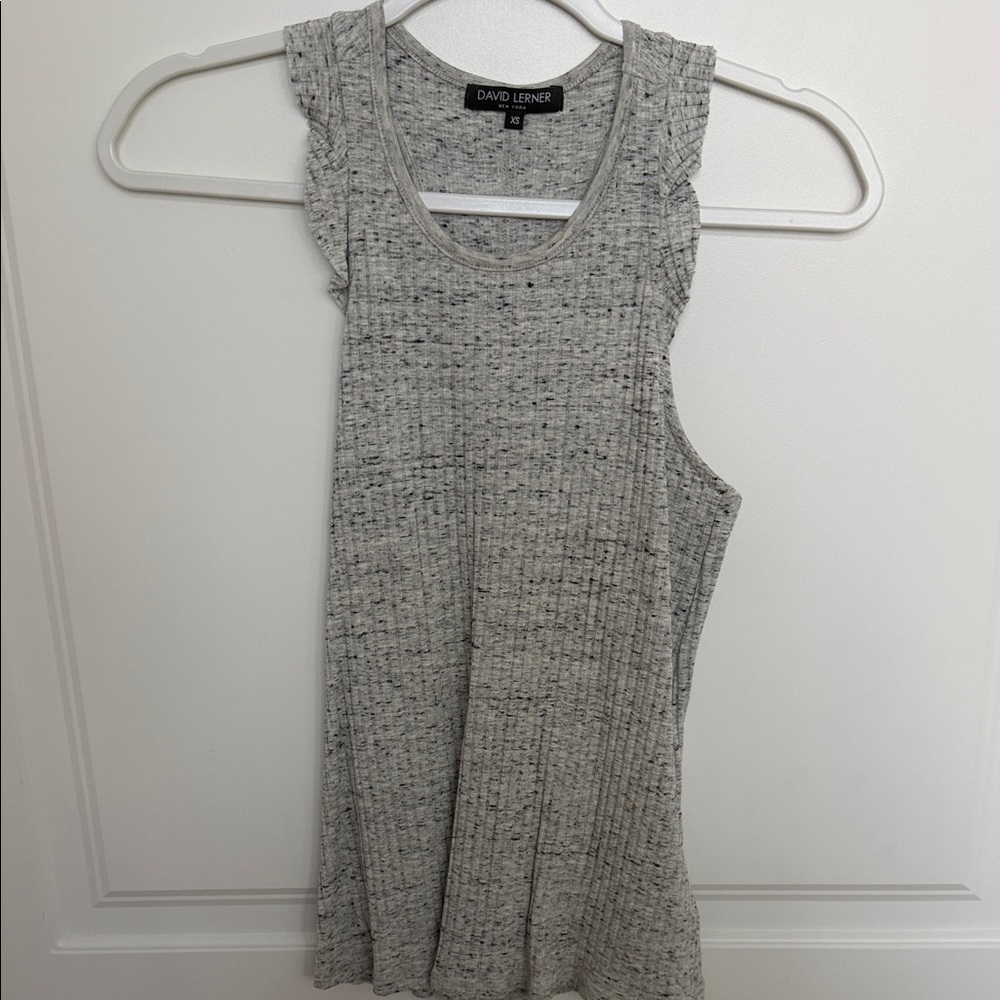 David Lerner Heather Gray Ribbed Sleeveless Racerback Tank - Picture 1 of 2